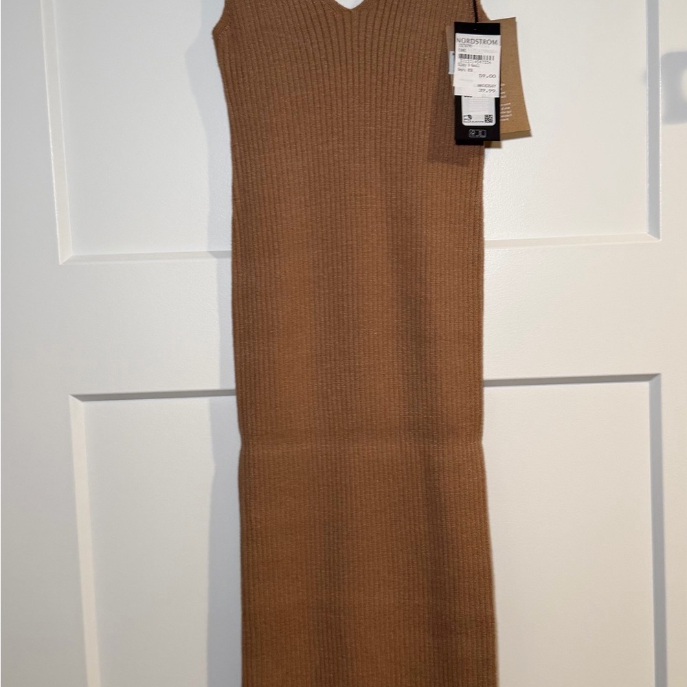Nordstrom Tan Ribbed Knit Dress